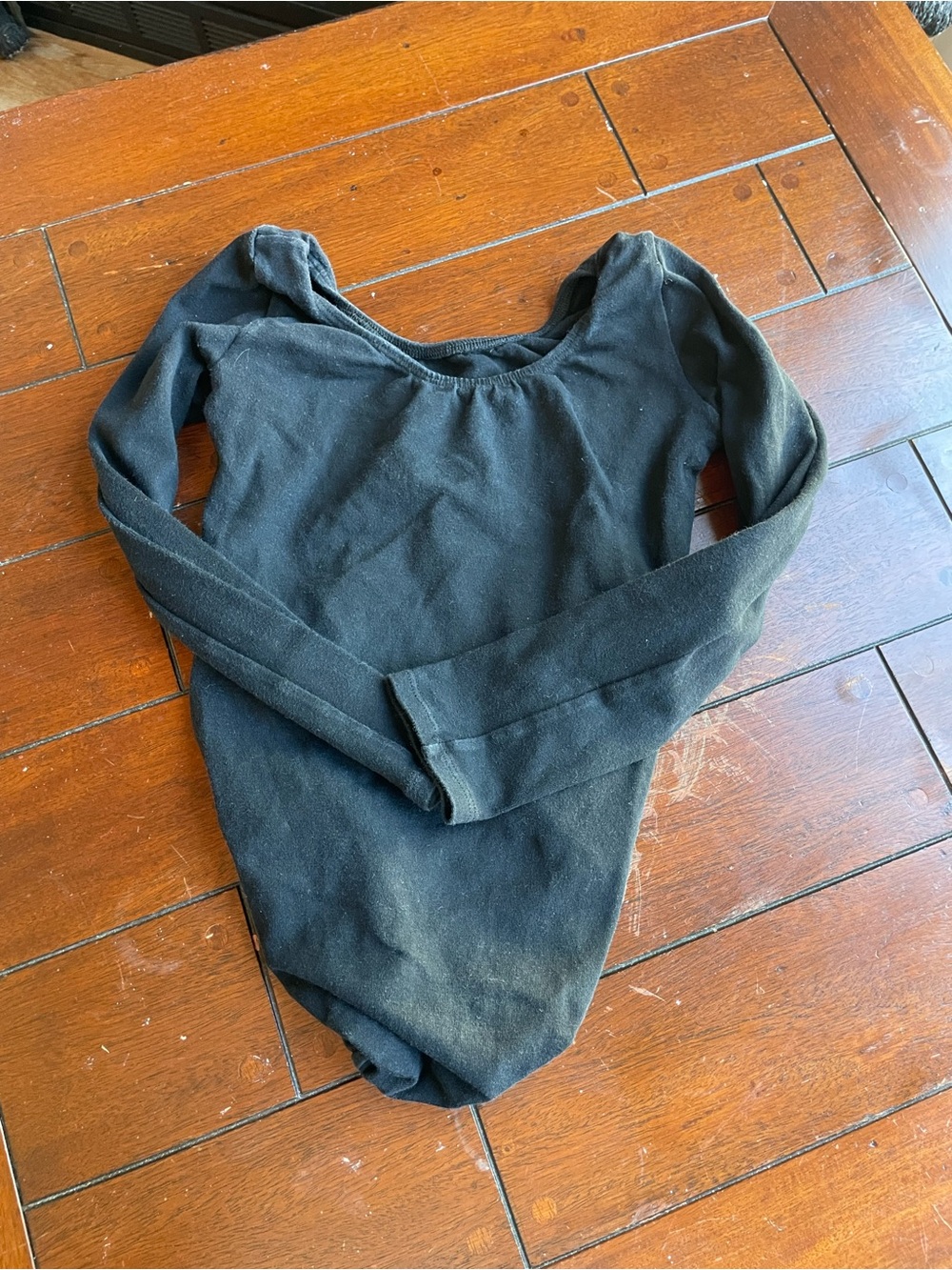 Kids Black Long-Sleeve One-Piece Leotard